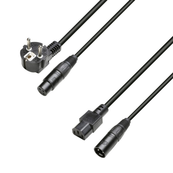 Hybridkabel - Schucko & 3-pin XLR - Ljud / Ström 10m