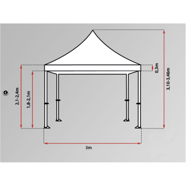 FleXtents Pro 3x3 m snabbtält, blå, inkl. 4 sidor