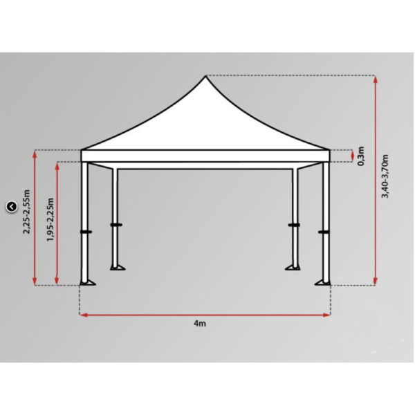 FleXtents PRO 4x4m Snabbtält, Blå, inkl. 4 sidor