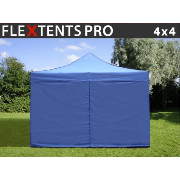 FleXtents PRO 4x4m Snabbtält, Blå, inkl. 4 sidor