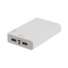 Deltaco Powerbank, 10000mAh, 2xUSB Typ A hona, 5V 2A, ficklampa, vit