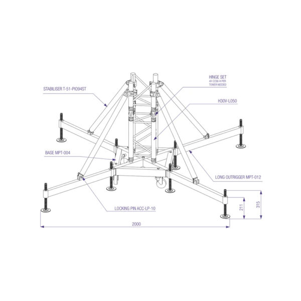 Prolyte MPT groundsupport tower H30V eller H40V - 1 ton